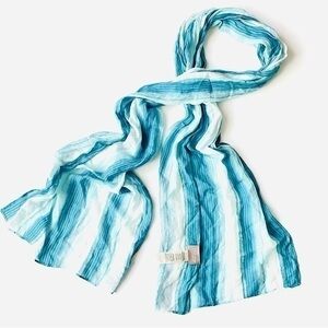 Chico's Women's Striped Scarf White&Blue